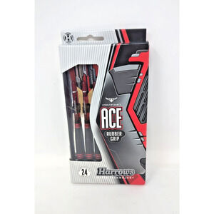 NEW Harrows 24g ACE Steel Tip Darts, Non Slip, Vulcanised Rubber Grip, 24 Gram